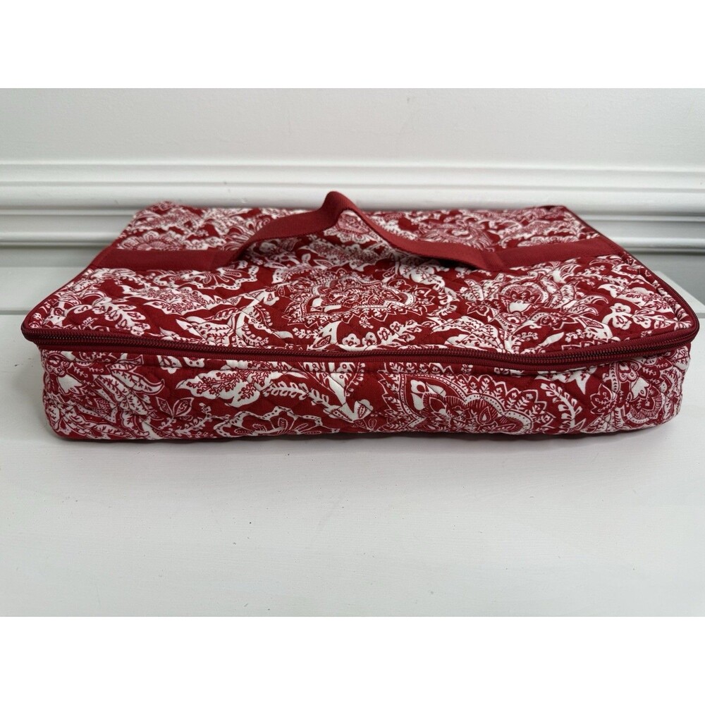 Vera Bradley Red White Quilted Travel Cosmetic Organizer Case Floral Bag